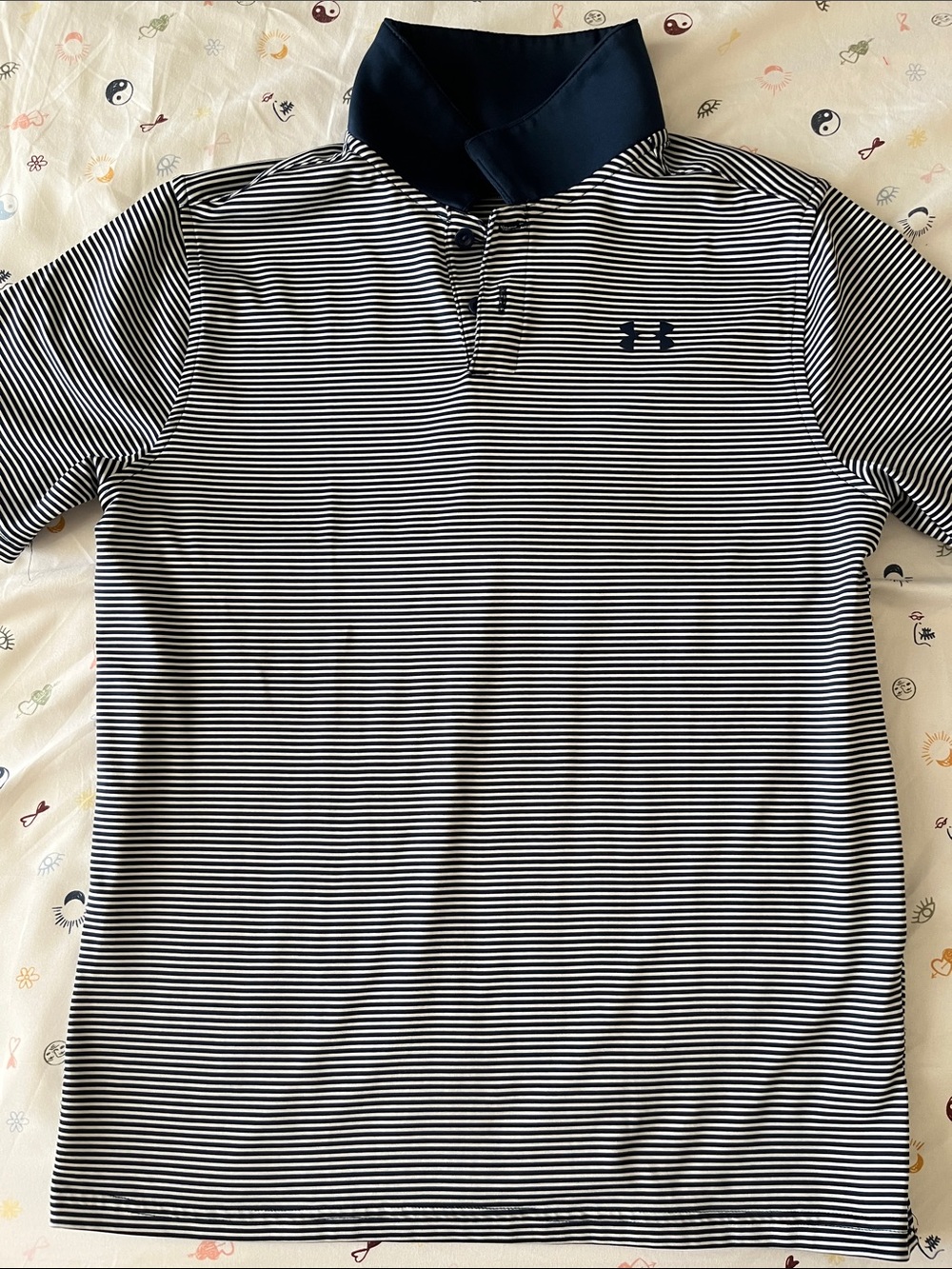 Under Armour Kids Blue & White Striped Polo Short-Sleeved